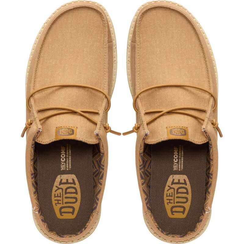 HEYDUDE Wally Slip Stretch Canvas Men 41293 Bone Brown/Boulder Tan