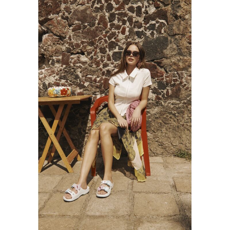 Crocs™ Saturday Enamel Buckle Sandal Women's Bubble Ice