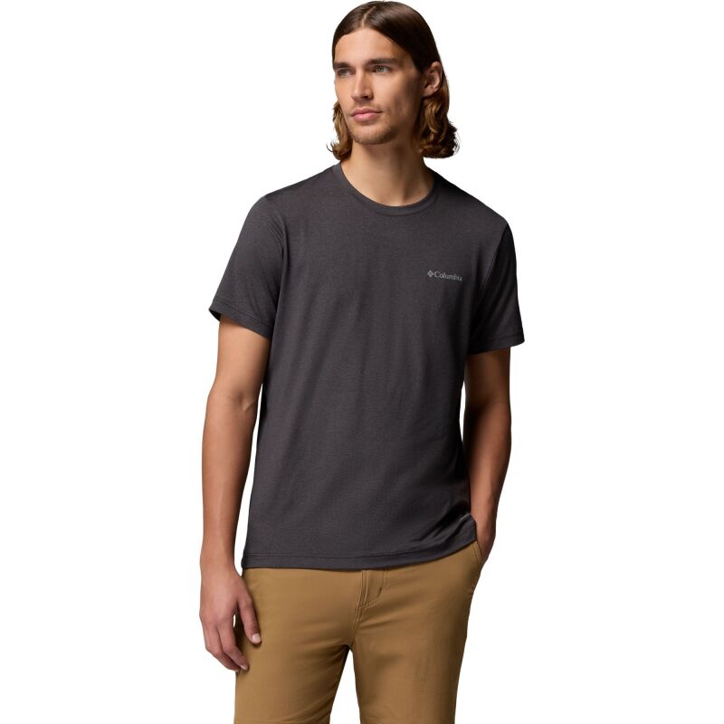 Columbia Parsons Point Short Sleeve Back Graphic Tee Men's Black Heather, Splatter Gem