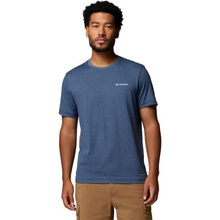 Columbia Parsons Point Short Sleeve Back Graphic Tee Men's Collegiate Navy Heather, Linear Peaks