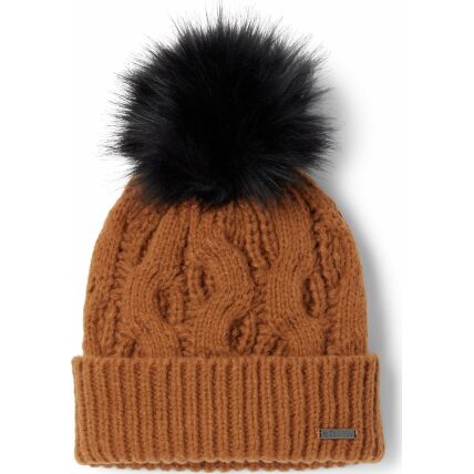 Columbia Boundless Days Cable Knit Pom Beanie Camel Brown
