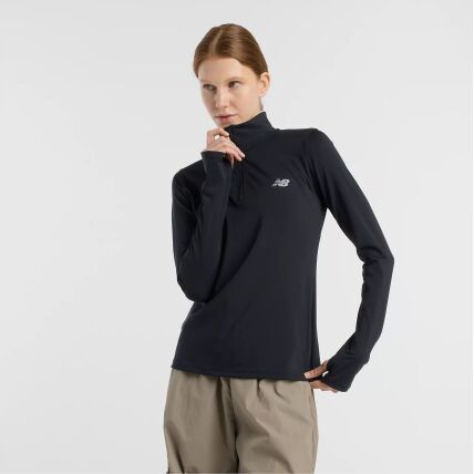 New Balance Script Quarter Zip Black