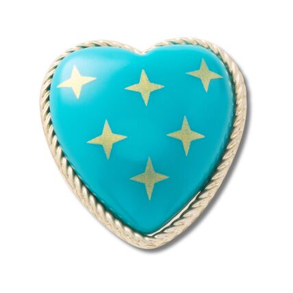 Crocs™ Jibbitz Turquoise and Gold Heart 