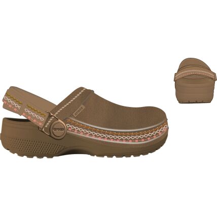 Crocs™ Classic Crafted Vegan Suede Stitch Clog Kid's Sepia
