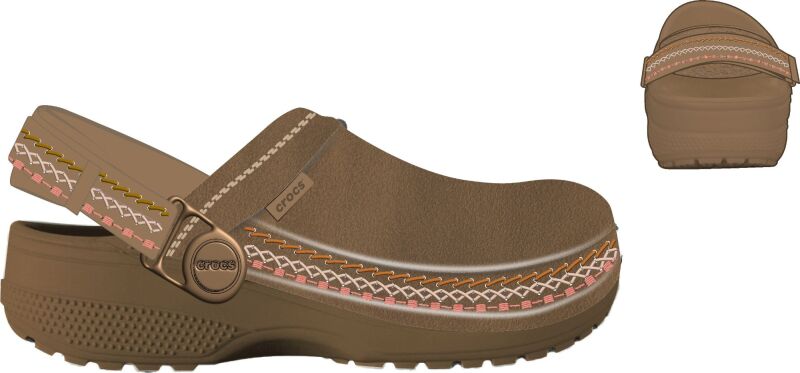 Crocs™ Classic Crafted Vegan Suede Stitch Clog Kid's Sepia
